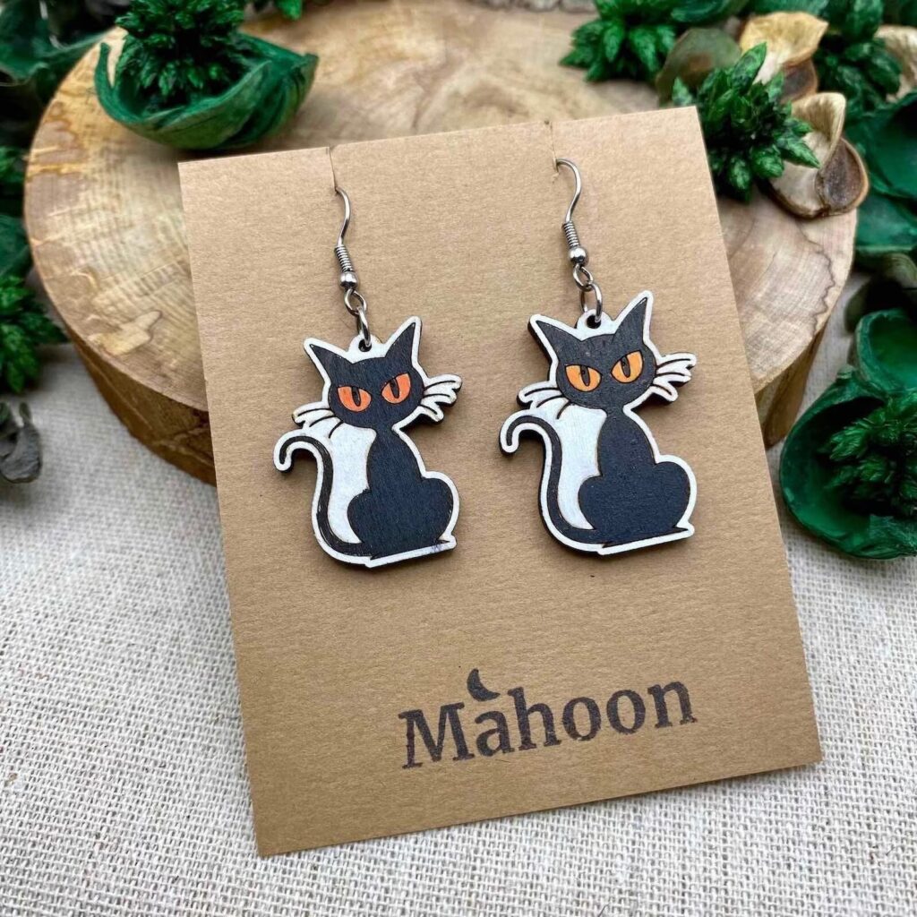 Black cat earrings gift for cat lovers cat moms gothic and funny Etsy Canada USA UK